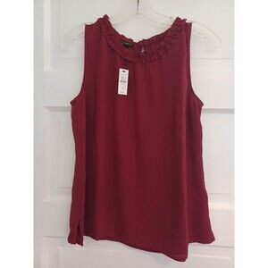 Talbots NWT burgundy wine sleeveless blouse MPetite trendy classic office top